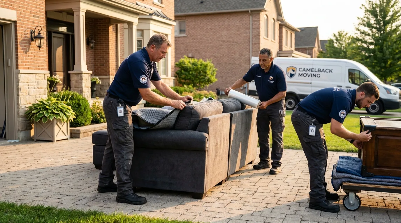 Large estate moving crew wrapping furniture in Kingsville, MD
