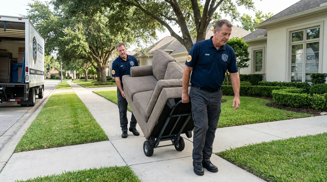 Local residential moving crew loading furniture in Kingsville, MD